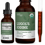 Earth Harmony Naturals solución de Yodo Lugol en frasco para uso diario.