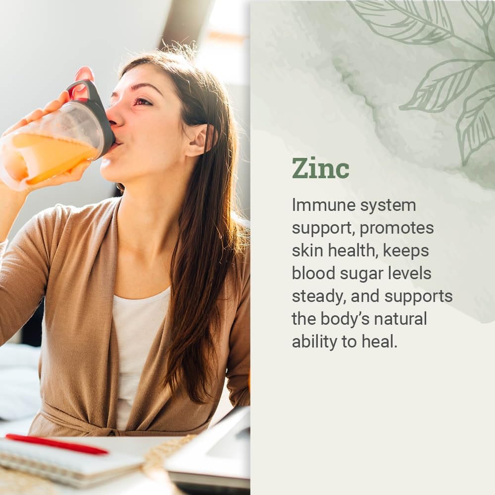 Earth Harmony Naturals gotero para dosificar zinc líquido con precisión.