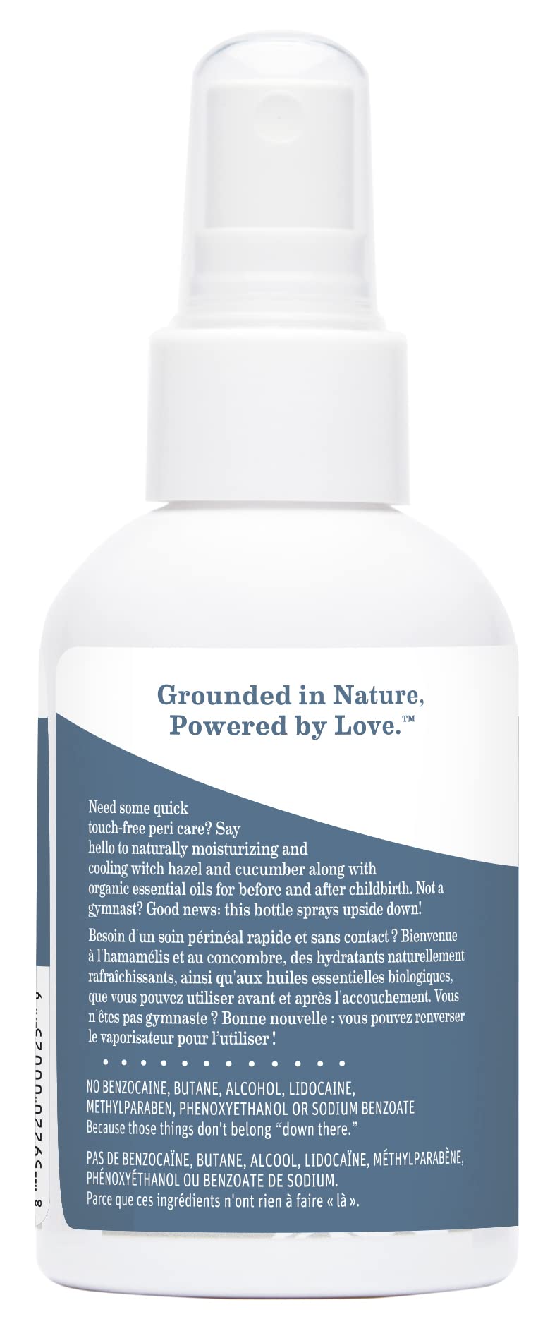 Earth Mama Perineal Spray, envase compacto para usar en casa o viaje.