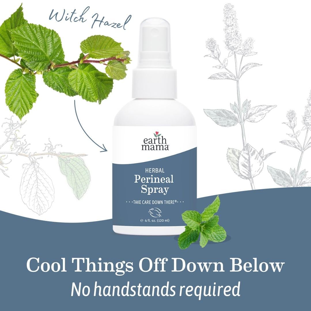 Earth Mama Perineal Spray, ingredientes orgánicos y veganos para cuidado diario.