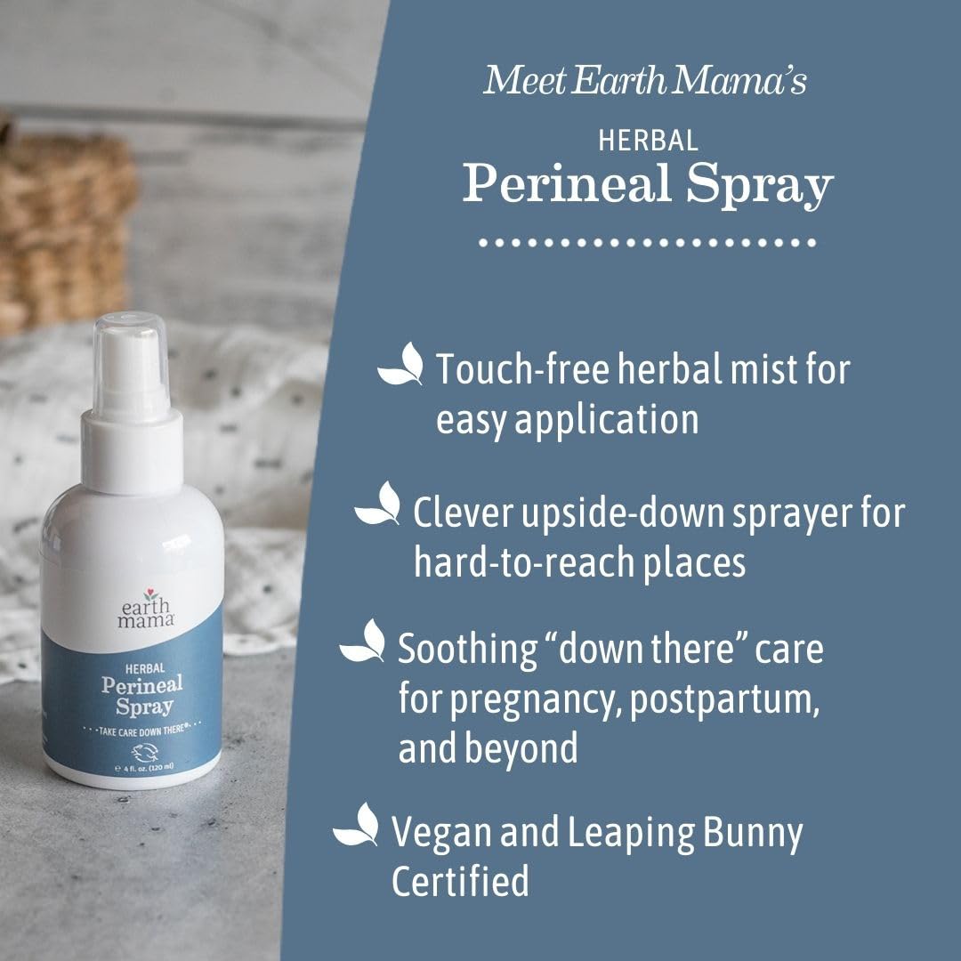 Earth Mama Perineal Spray, ingredientes orgánicos para cuidado sensible de la zona íntima.