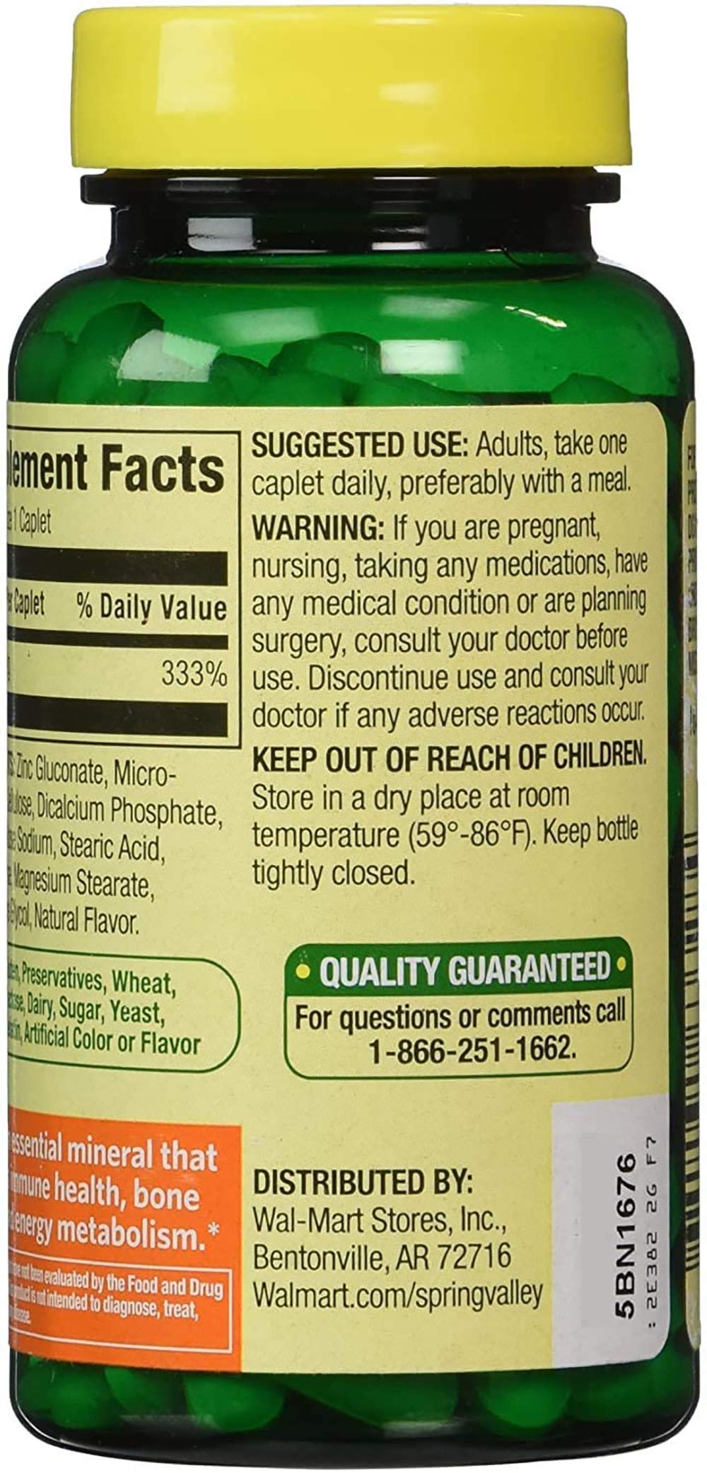 Earth&ME Spring Valley zinc 50 mg uso diario recomendado
