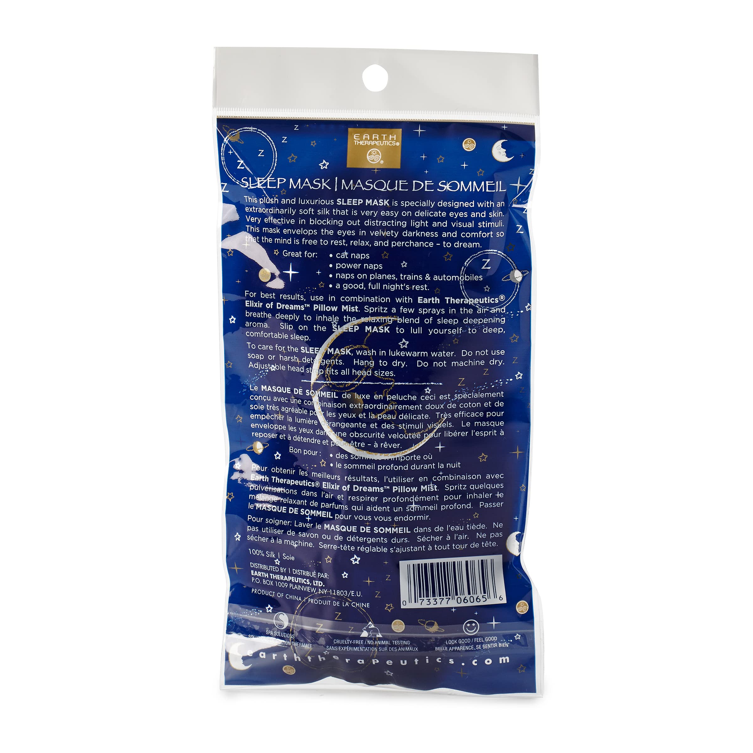 Dream Zone mascarilla dormir seda 100% suave cuida ojos y piel delicada.