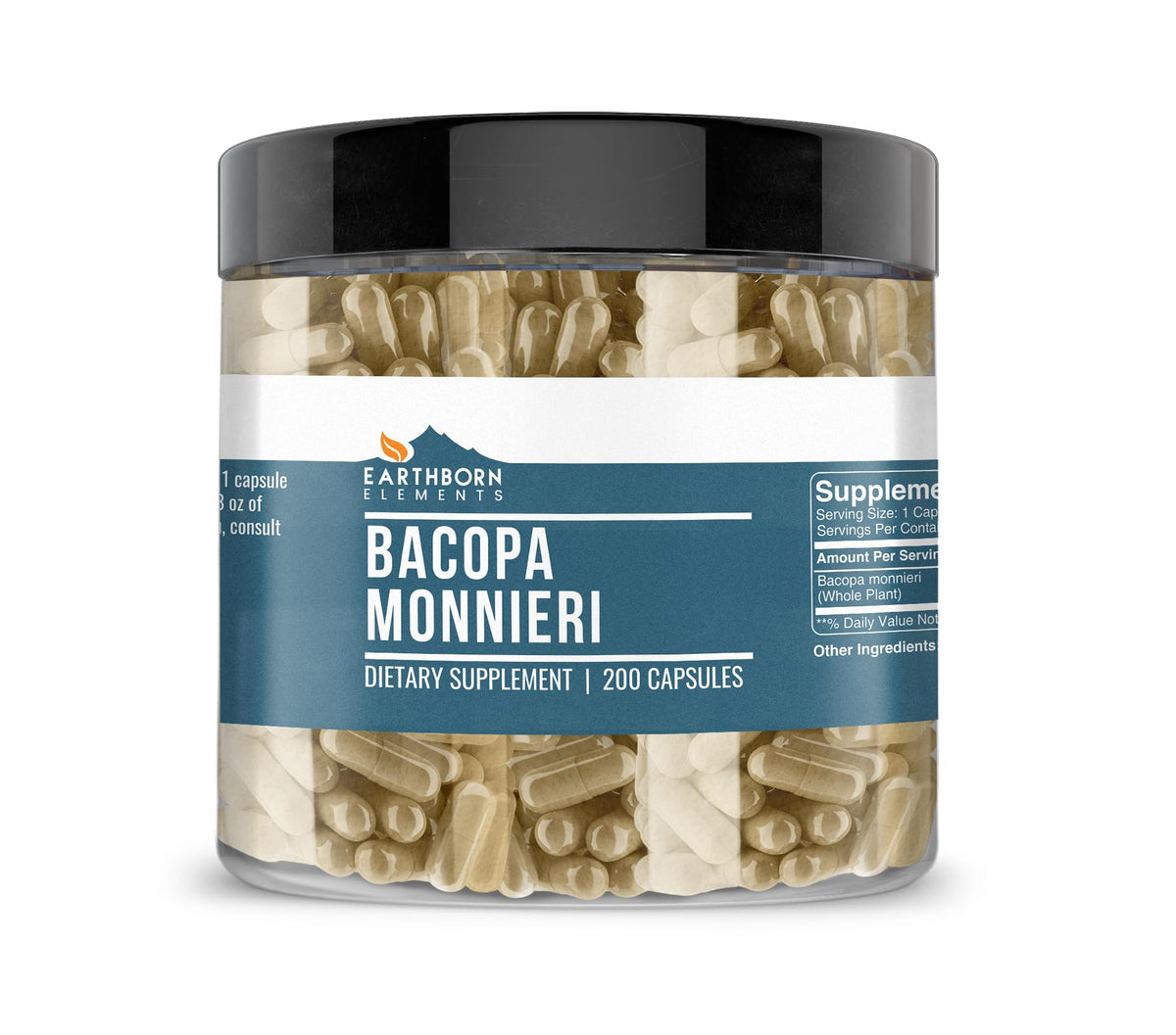 Earthborn Elements Bacopa Monnieri: botella de cápsulas para posible apoyo diario y claridad mental