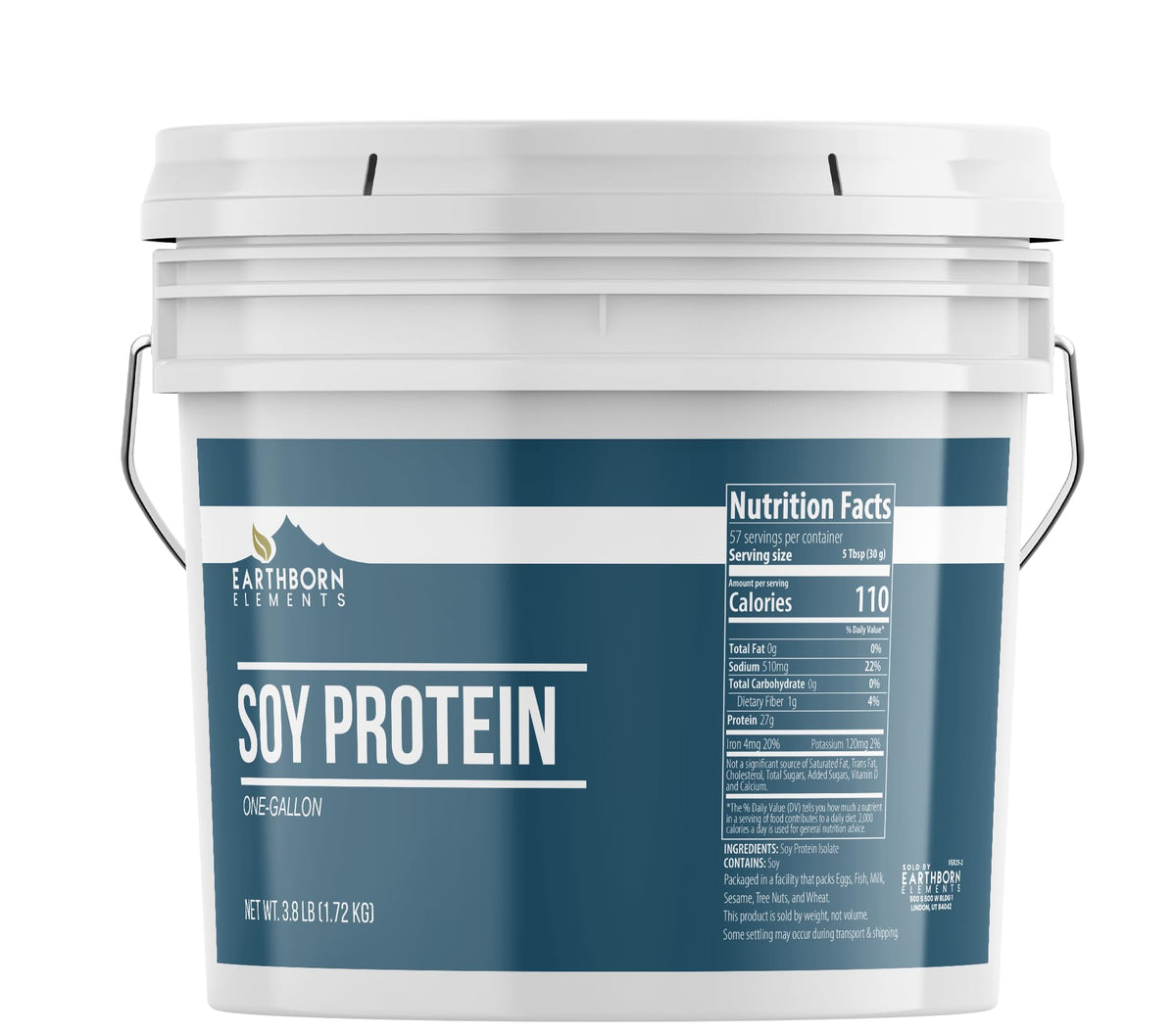 Proteína de soja Earthborn Elements en bote, perfecta para batidos enriquecidos.