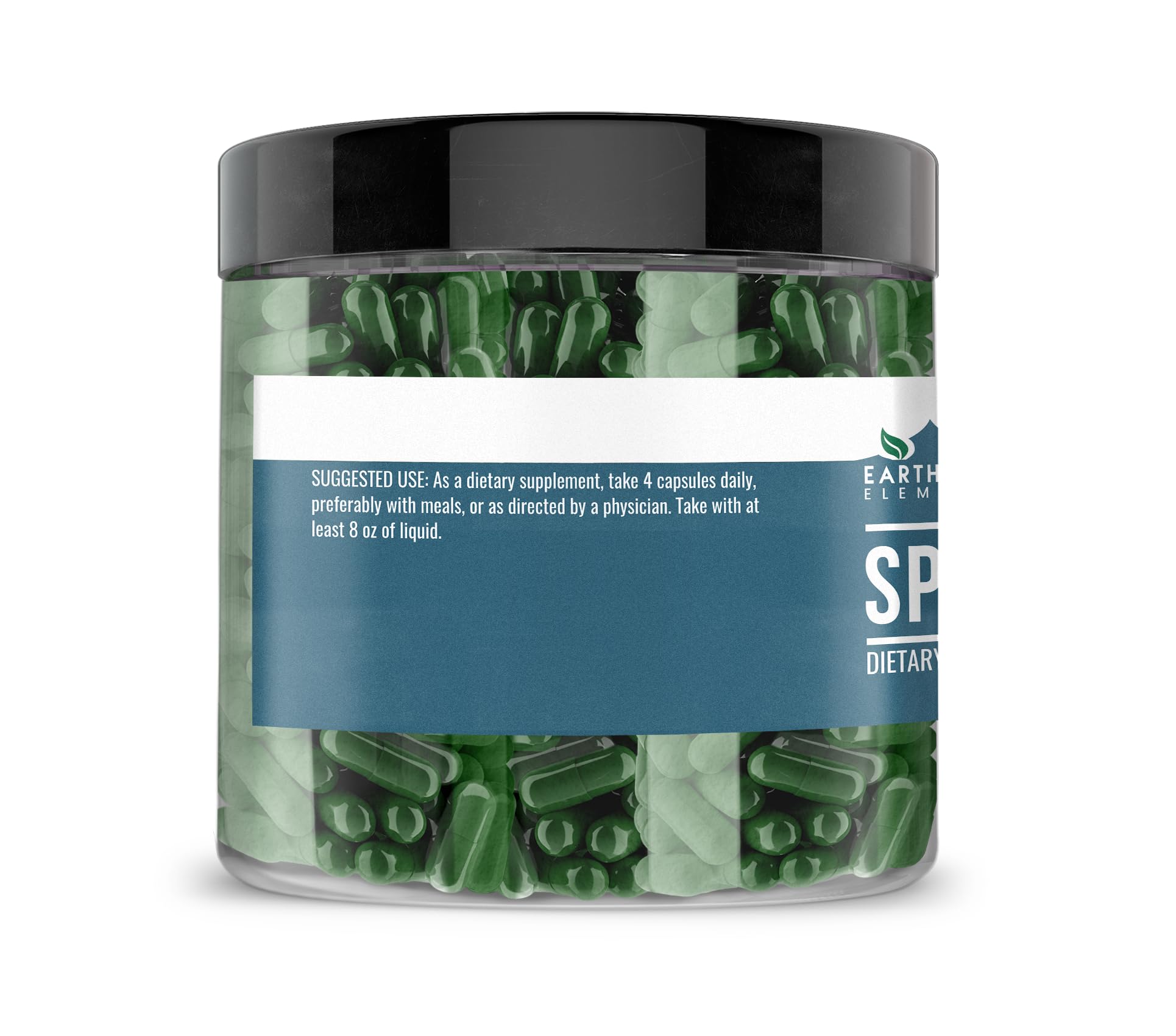 Earthborn Elements Spirulina: cápsulas y caja, opción pura para la rutina diaria