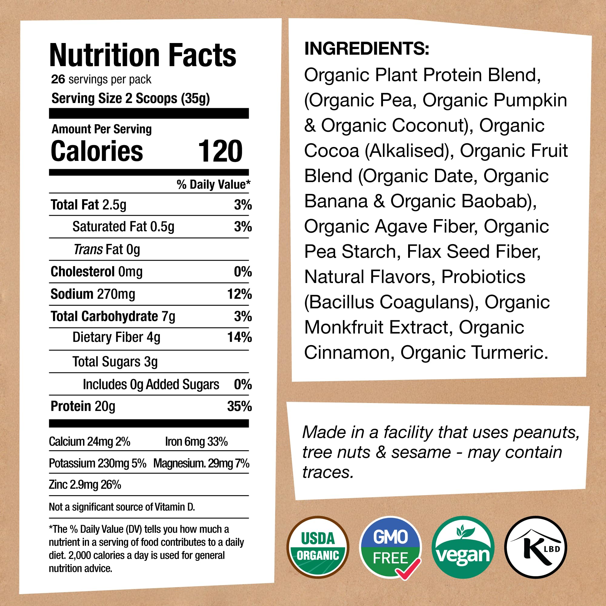 EarthChimp Proteína Orgánica Vegana Chocolate para batidos y mezclas