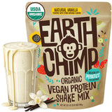 EarthChimp proteina vegana organica vainilla en bote de 32 onzas para batidos