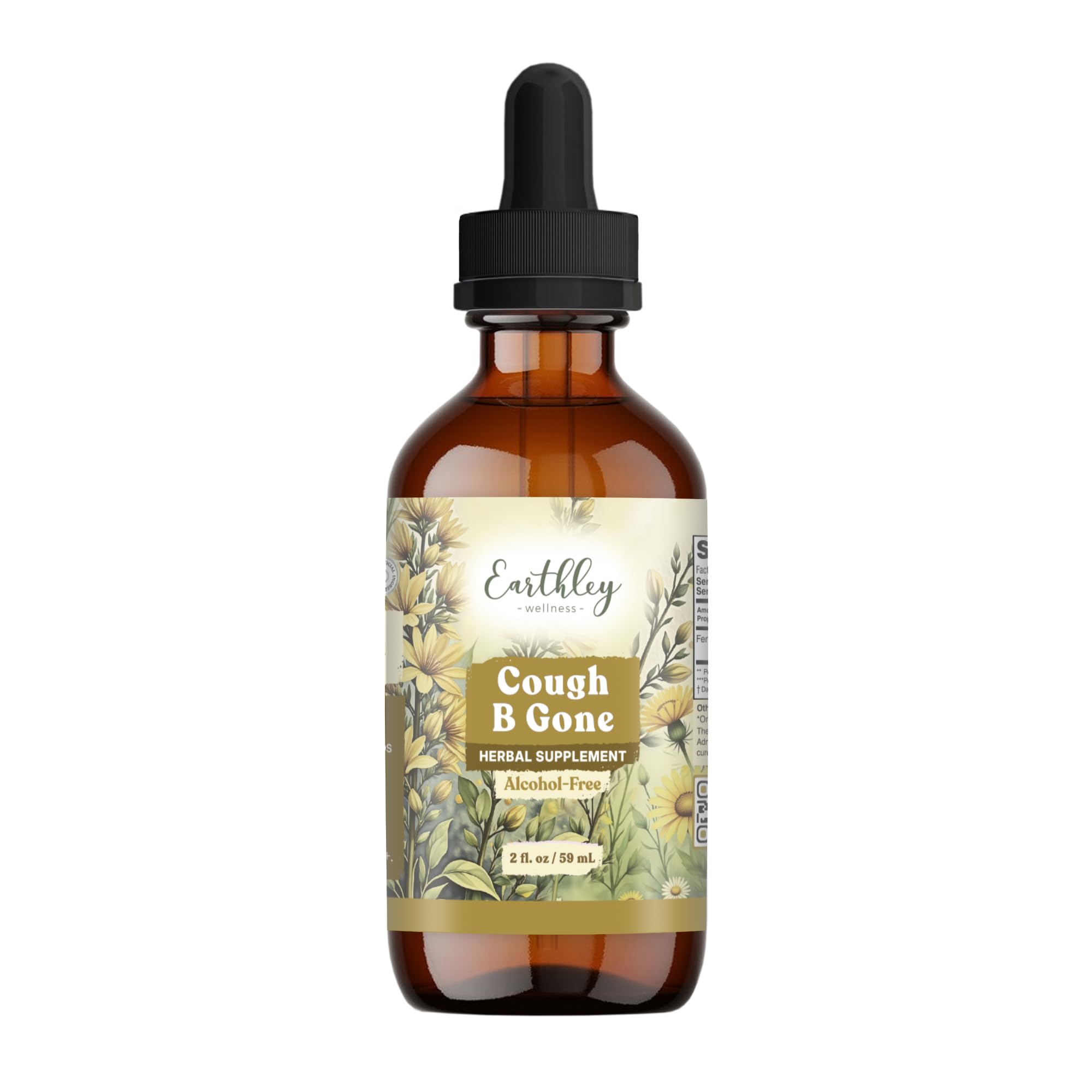 Earthley Wellness Cough-B-Gone frasco: alivio suave para tos y congestión