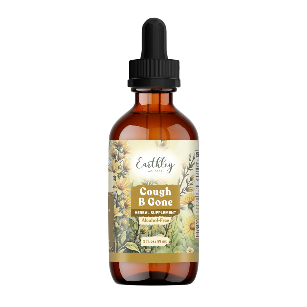 Earthley Wellness Cough-B-Gone frasco: alivio suave para tos y congestión