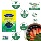 Earthrise espirulina alta en vitaminas para vitalidad diaria.
