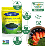 Polvo fino de Earthrise Spirulina, mezcla suave y sin grumos.
