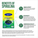 Earthrise espirulina sin OGMs como suplemento natural.