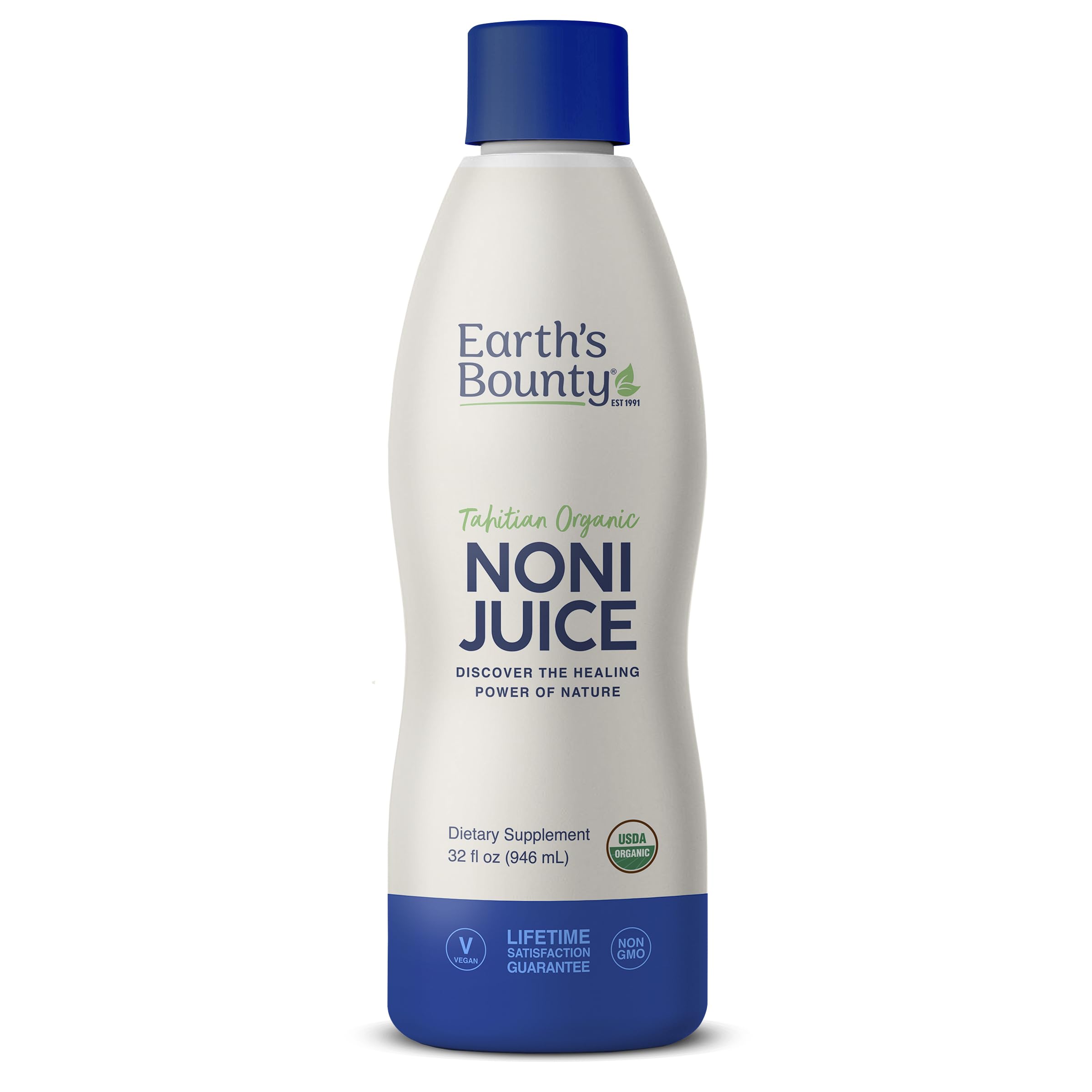 Earth's Bounty Noni Tahitiano, botella 32 oz, apoya la salud general con antioxidantes.
