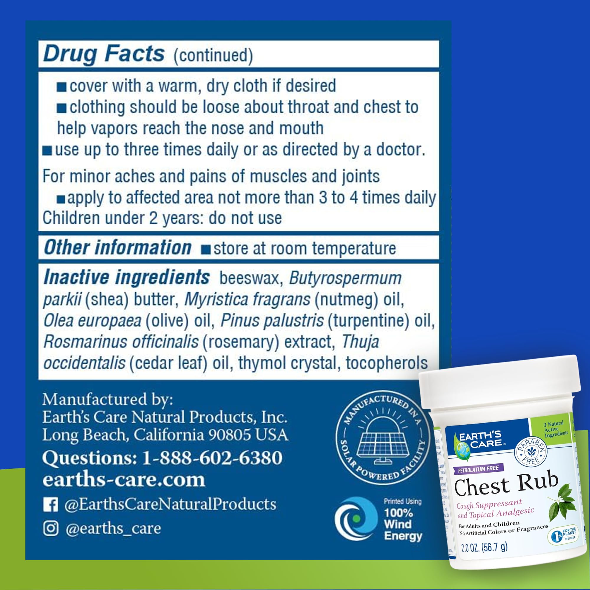 Earth's Care Chest Rub para congestión nocturna y descanso