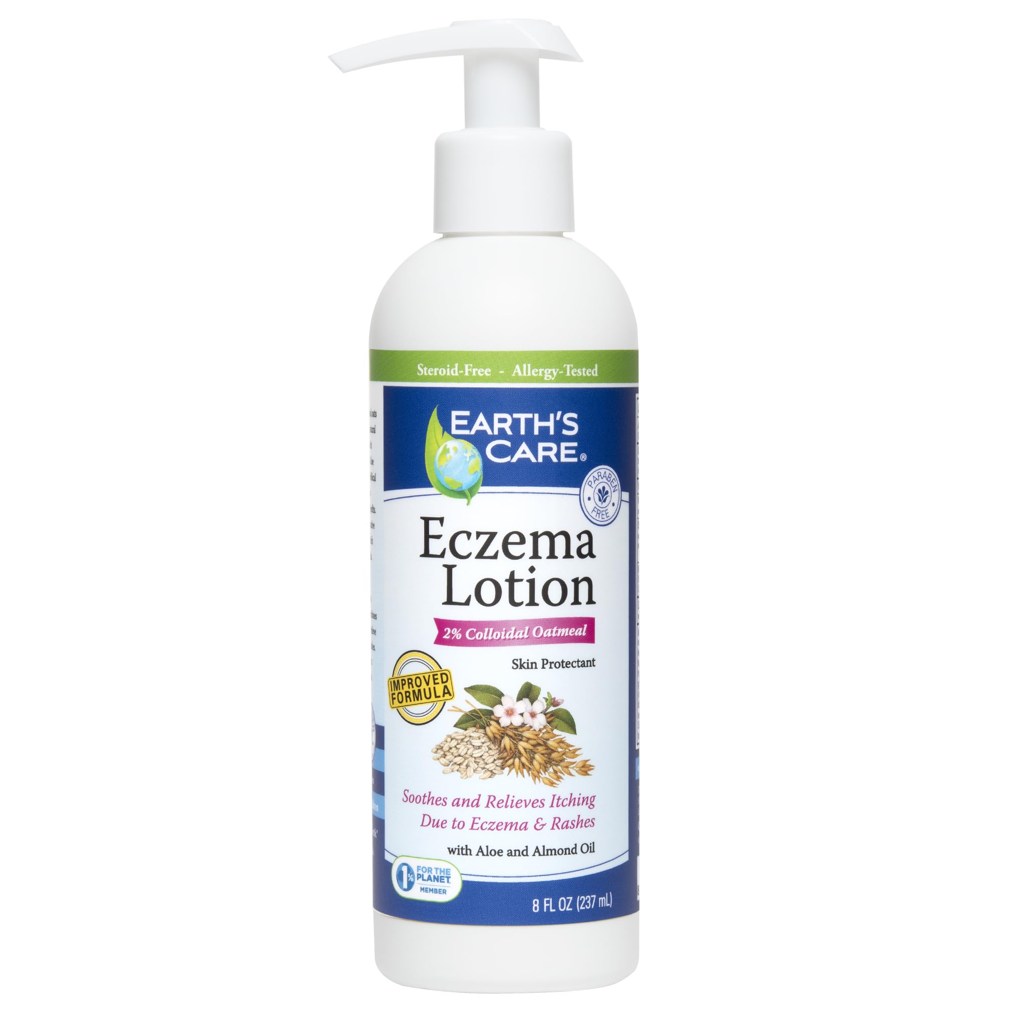 Earth's Care loción eczema: botella con hidratación suave para piel irritada.