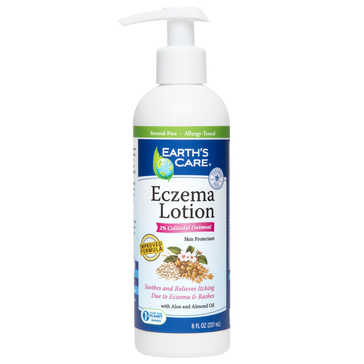 Earth's Care loción eczema: botella con hidratación suave para piel irritada.