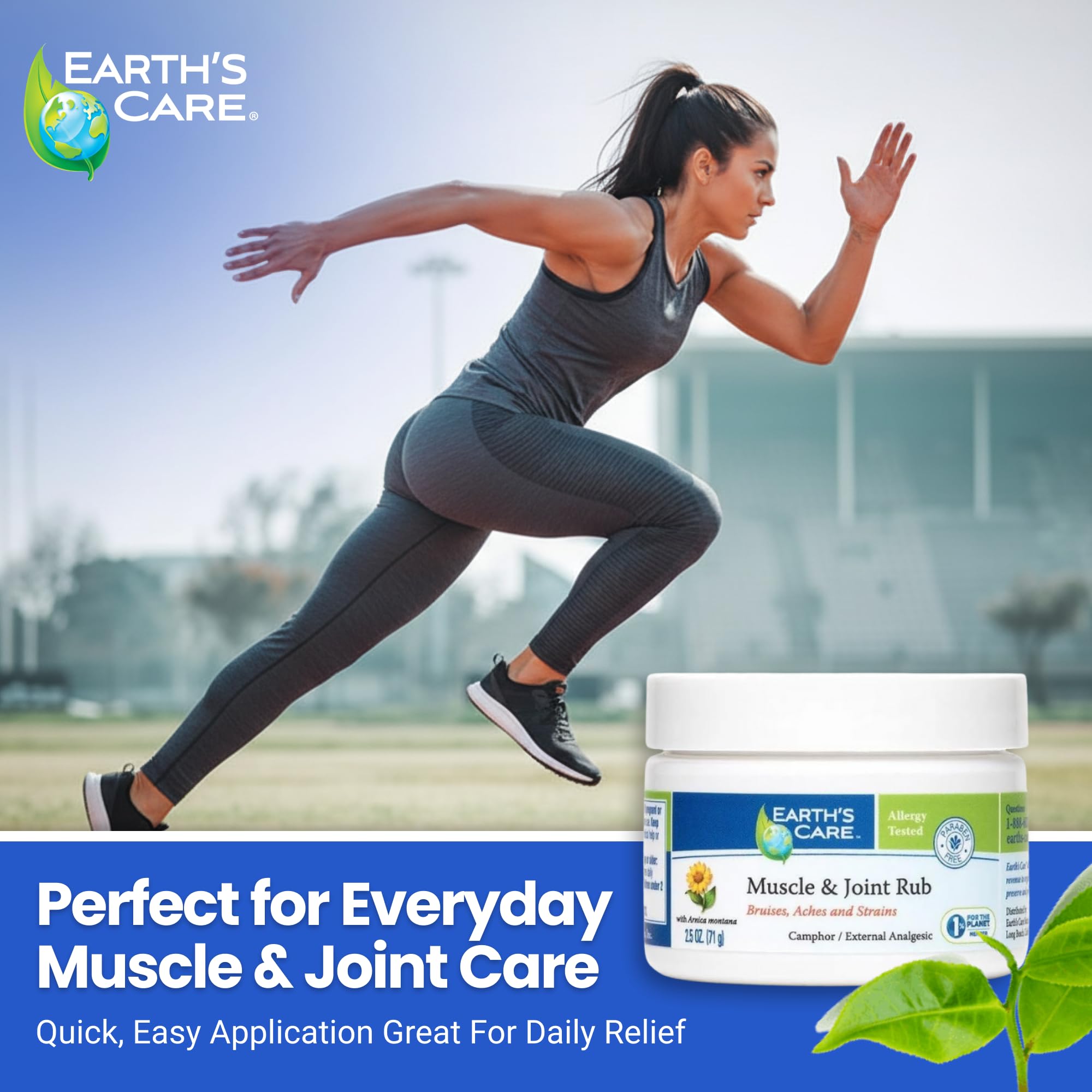 Earth's Care Muscle & Joint Rub, hidratación natural con vitamina E y manteca.