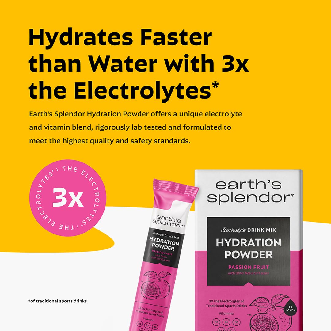 Sobre portable de Earth’s Splendor aporta electrolitos y vitaminas para energía diaria.