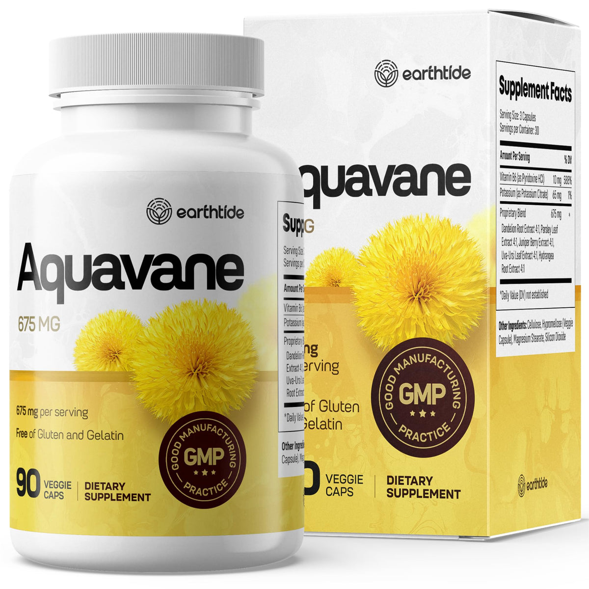 Earthtide Aquavane, botella-vertido: muestra facilidad de uso diario para equilibrar fluidos