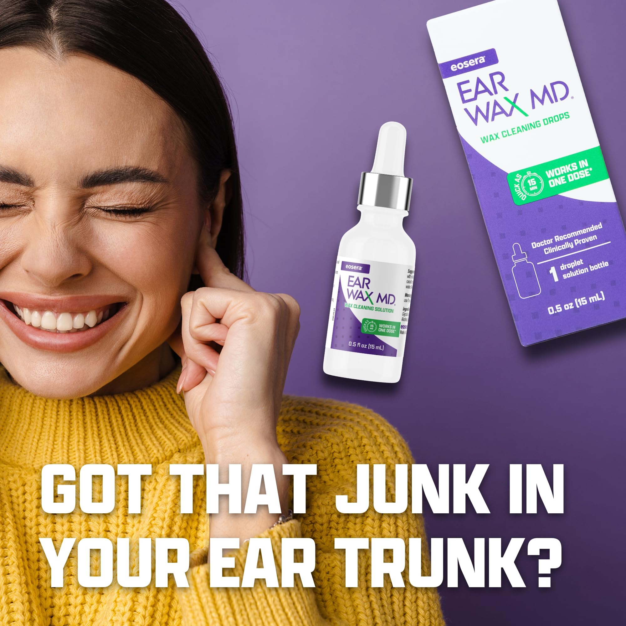 Earwax MD etiqueta frontal que muestra la presentación del producto.