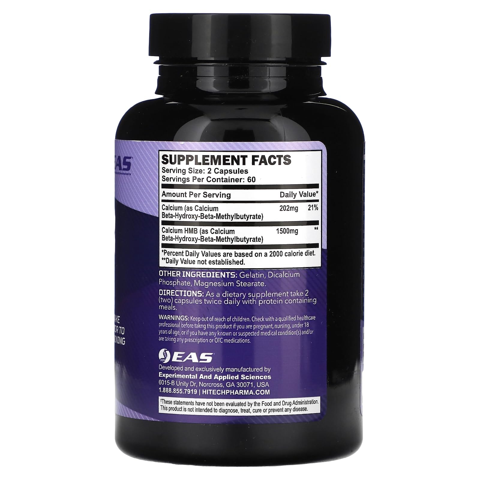 EAS HMB 1500mg, toma diaria para cuidado muscular constante