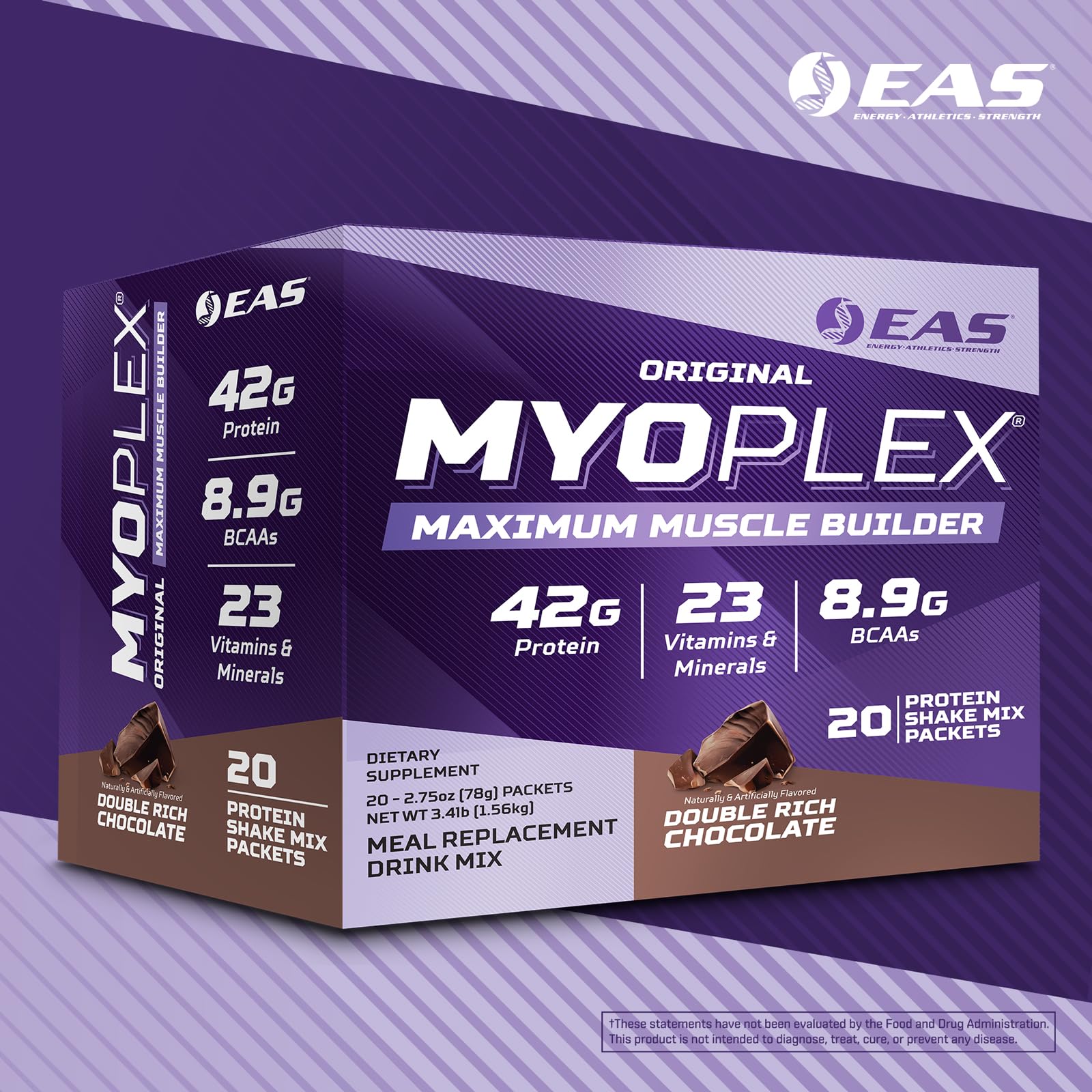 EAS Myoplex: empaque de 20 sobres para dieta proteica práctica