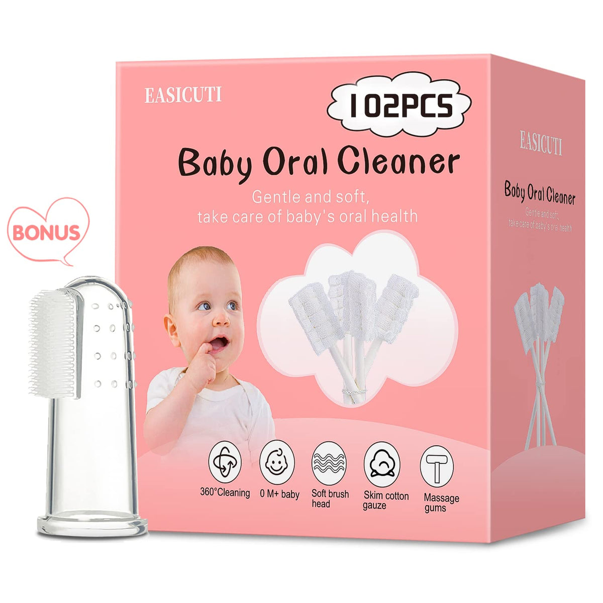 EASICUTI 102PCS: limpiador de lengua para bebé, ideal para higiene bucal temprana