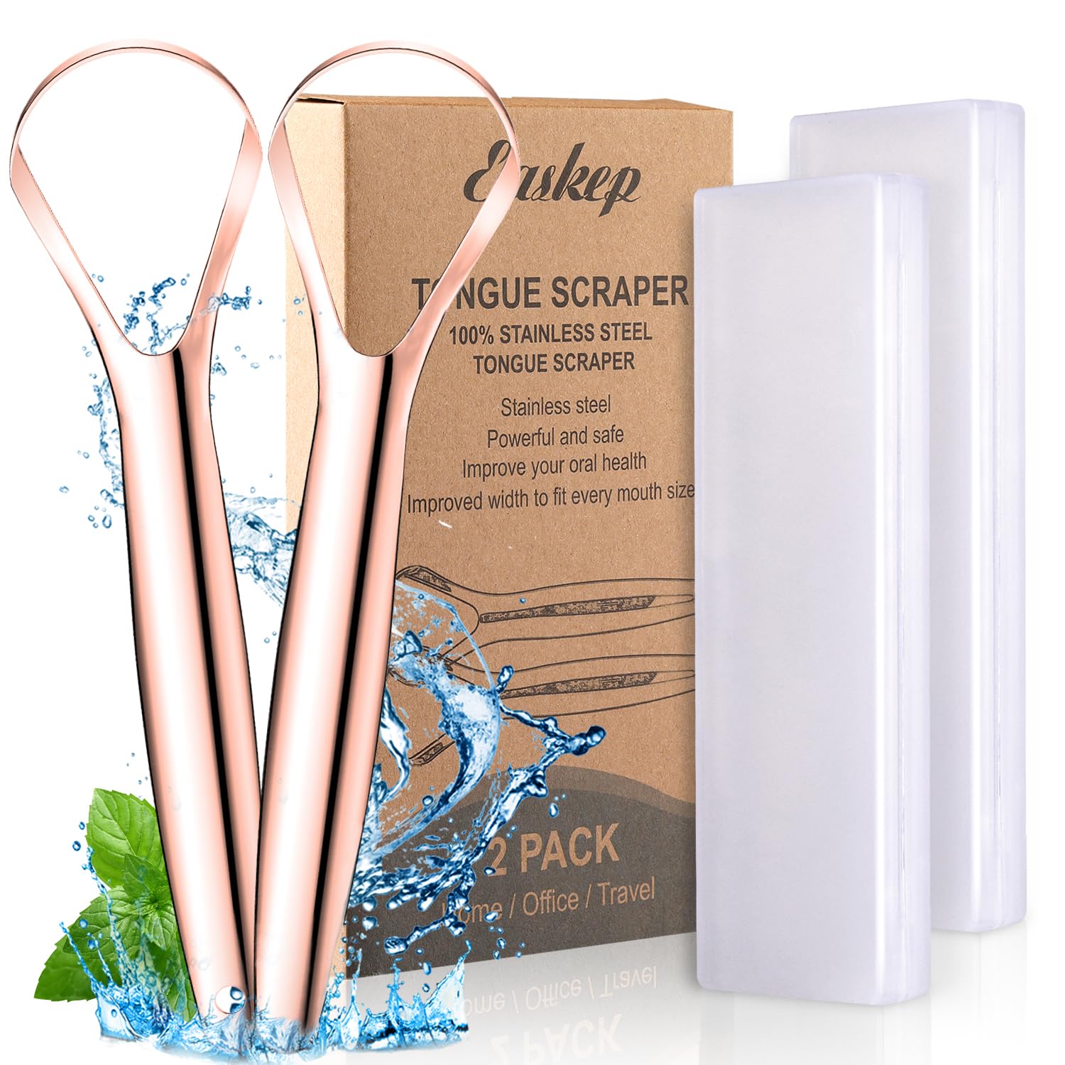 Raspador de lengua Easkep dos piezas para higiene bucal diaria