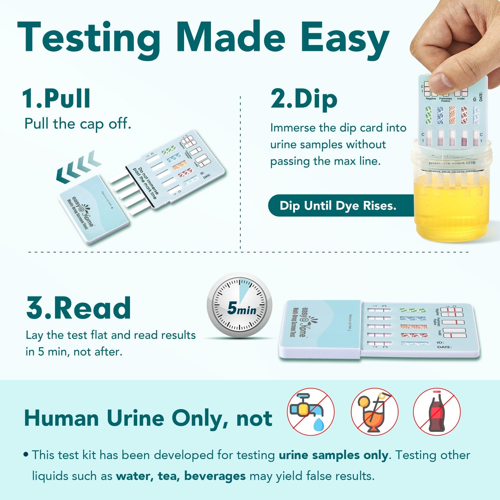 Easy@Home: tubos de muestra para pruebas de panel de 5 sustancias.