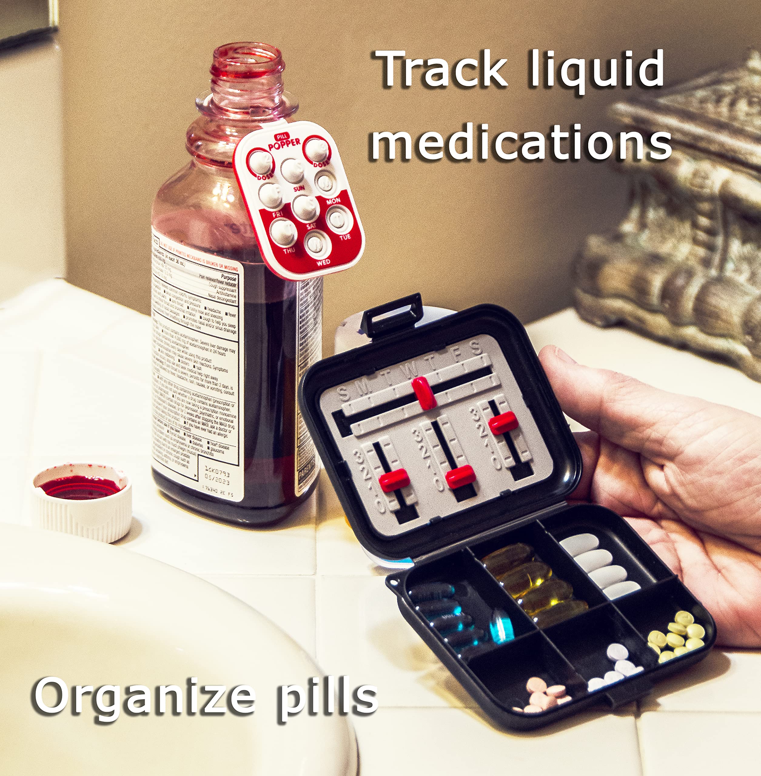 Easy To Use Products Pill Popper con seguimiento incorporado facilita la gestión de dosis.