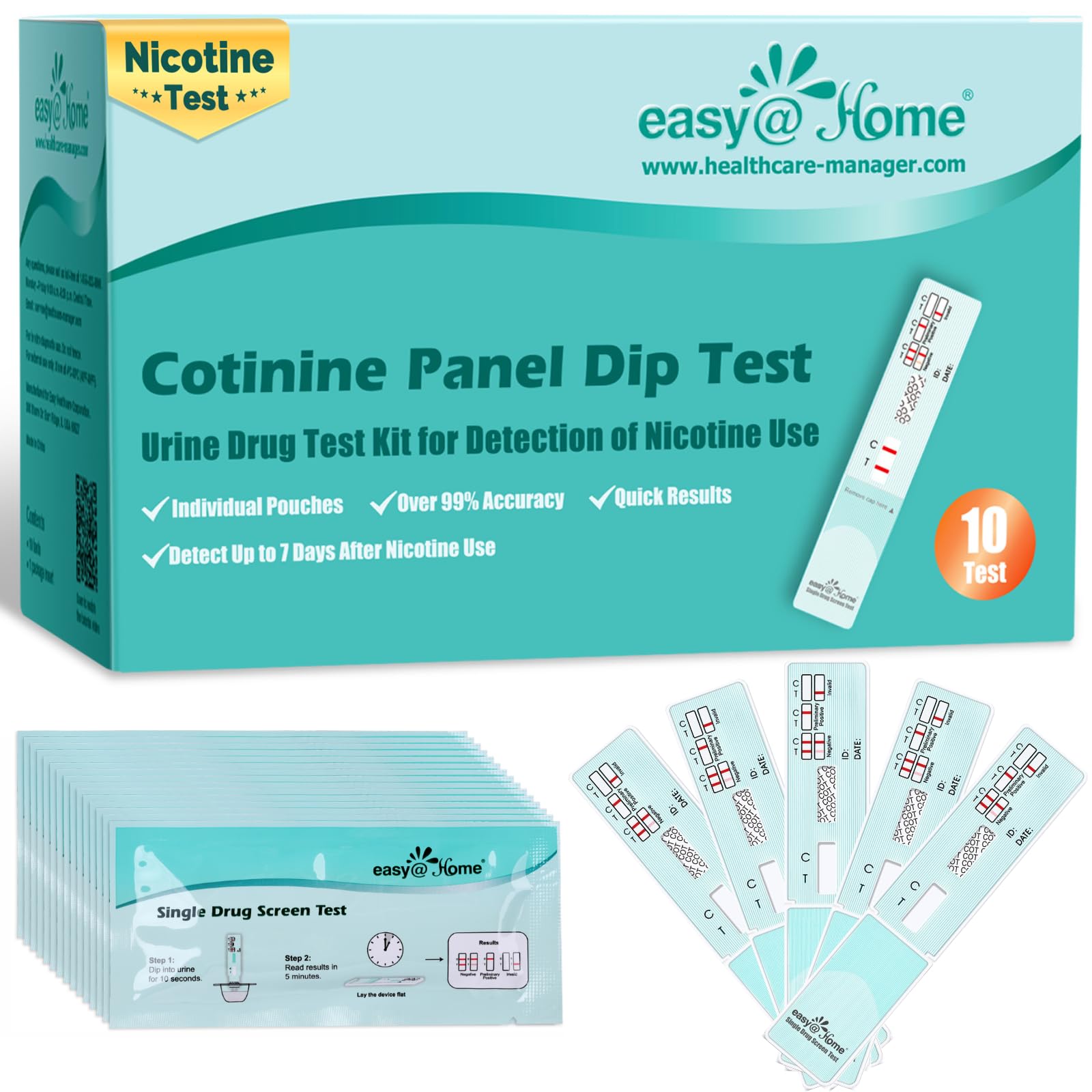 Easy@Home kit nicotina en orina: caja del set para pruebas en casa