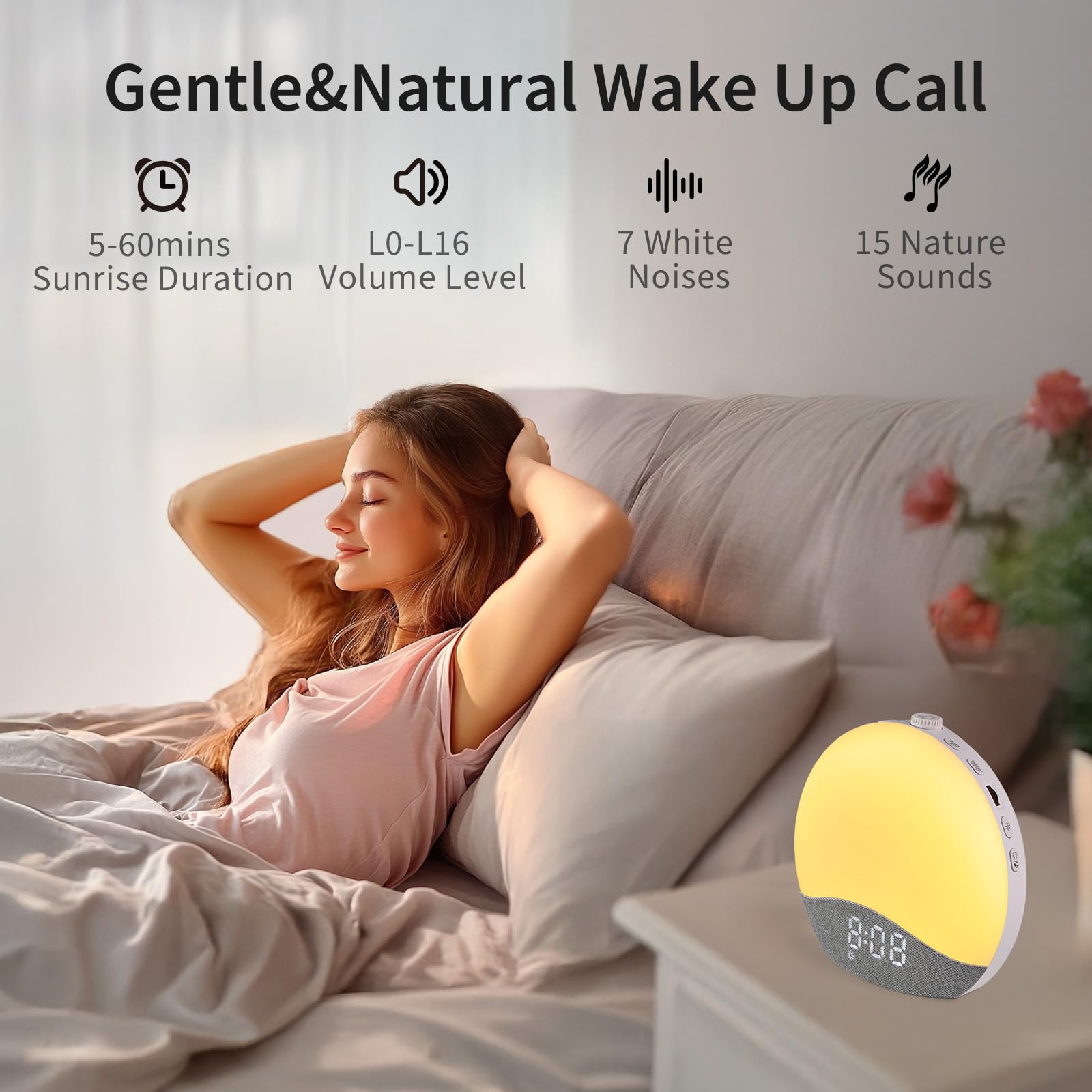 EASYERA Despertador de uso sencillo en cuatro pasos.