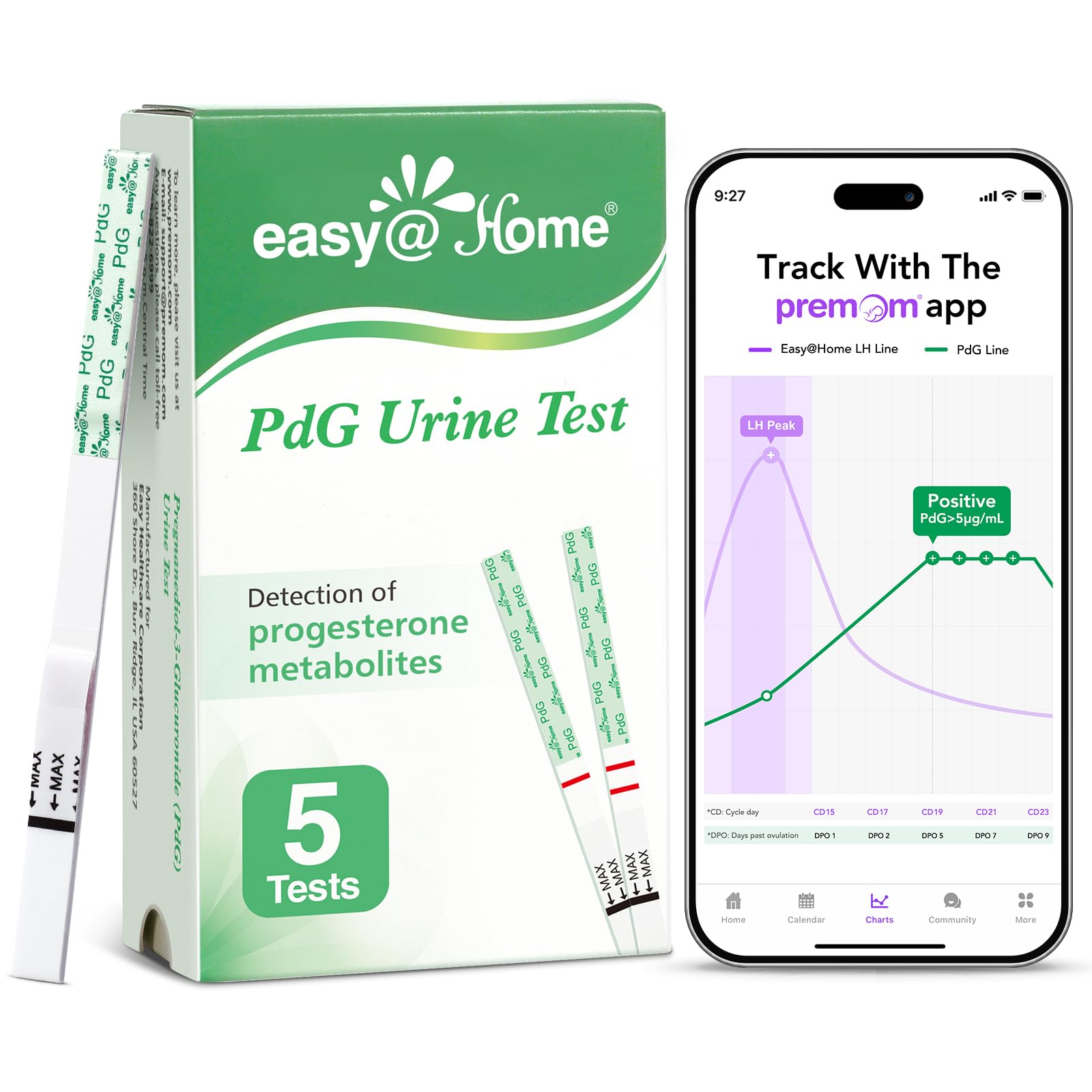 Easy@Home PdG: tiras de prueba de 5 unidades para seguimiento de fertilidad en casa