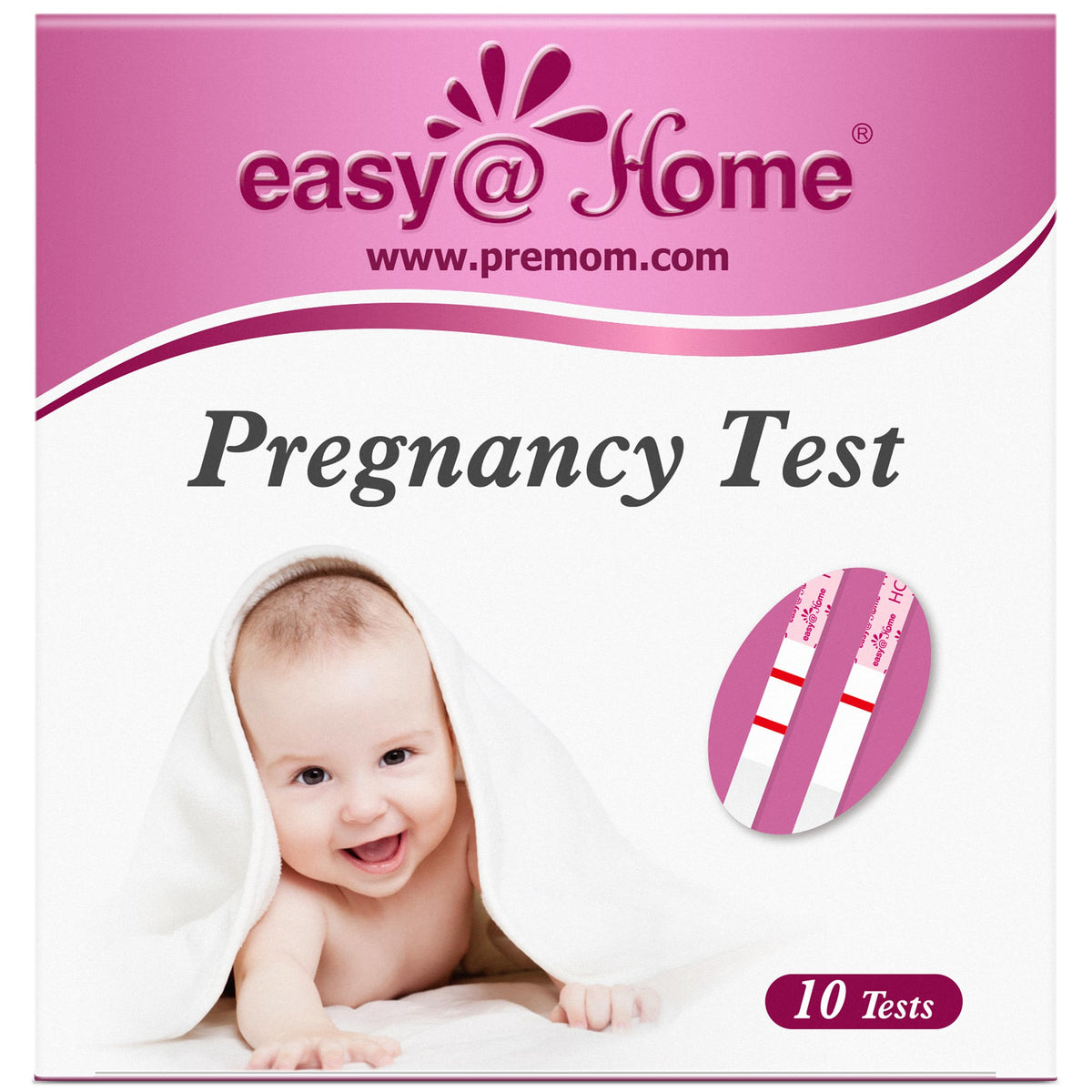 Easy@Home: caja del kit de pruebas de embarazo lista para usar.