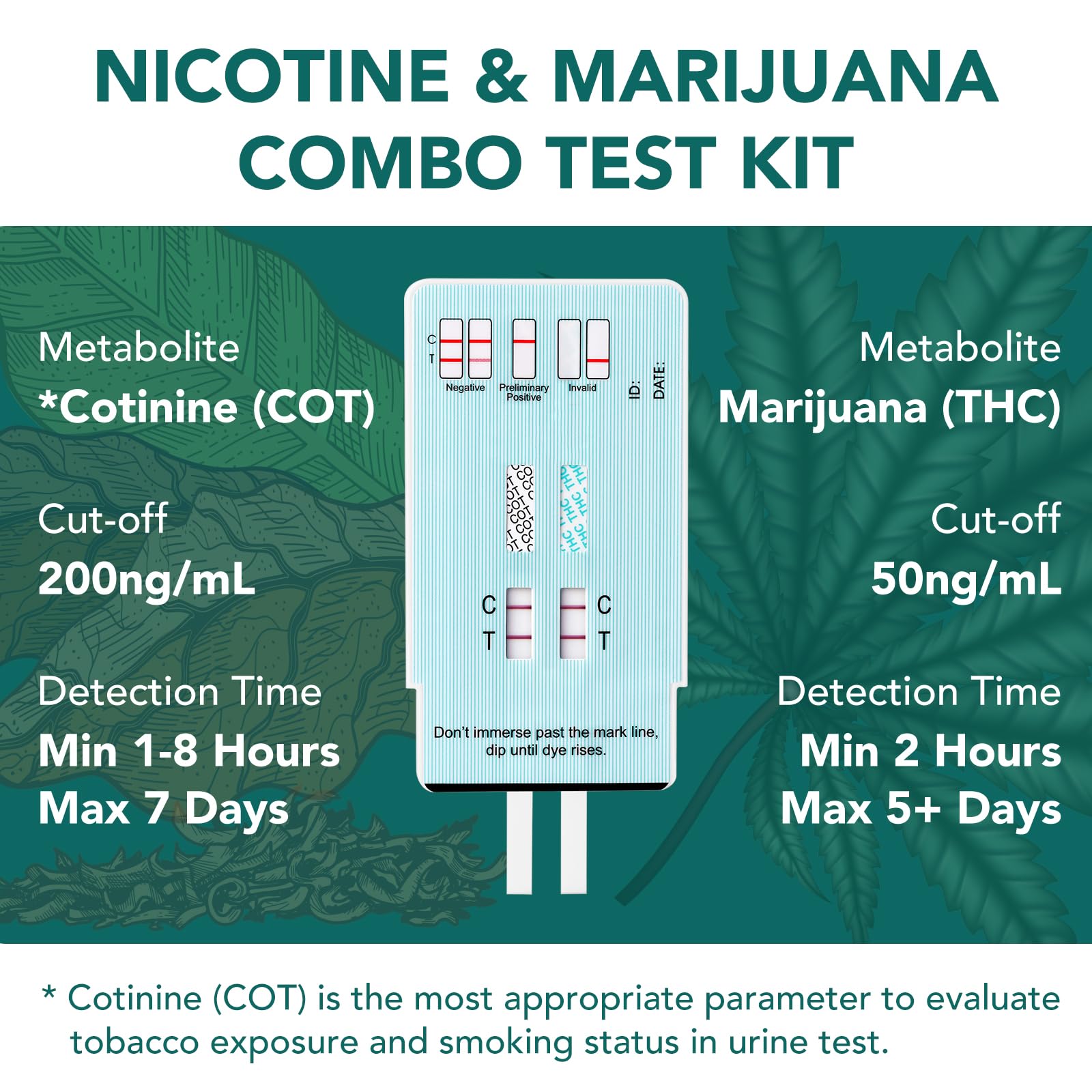Easy@Home tiras detección THC y nicotina para resultados rápidos.