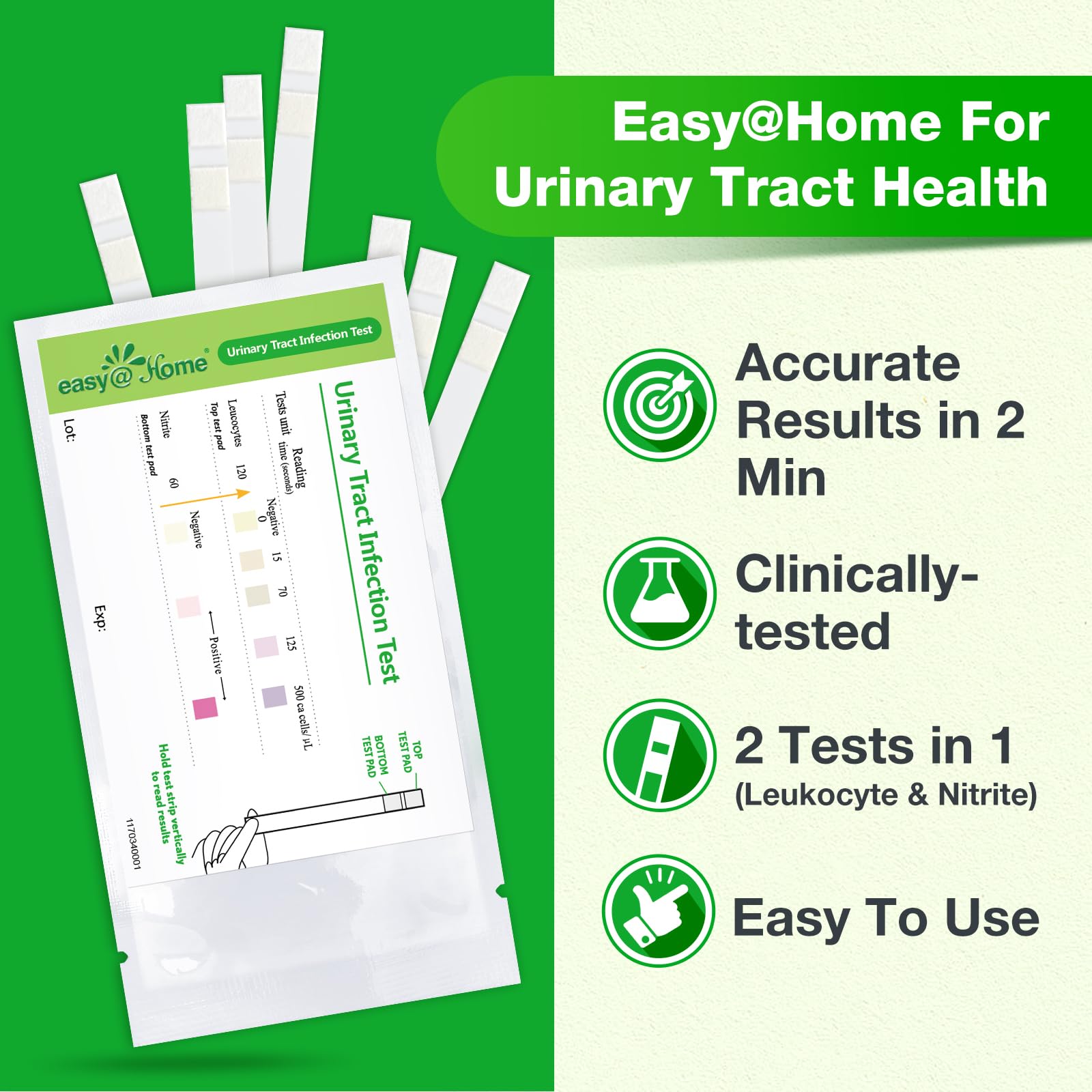 Easy@Home UTI-10P tira para sumergir en orina facilita pruebas en casa