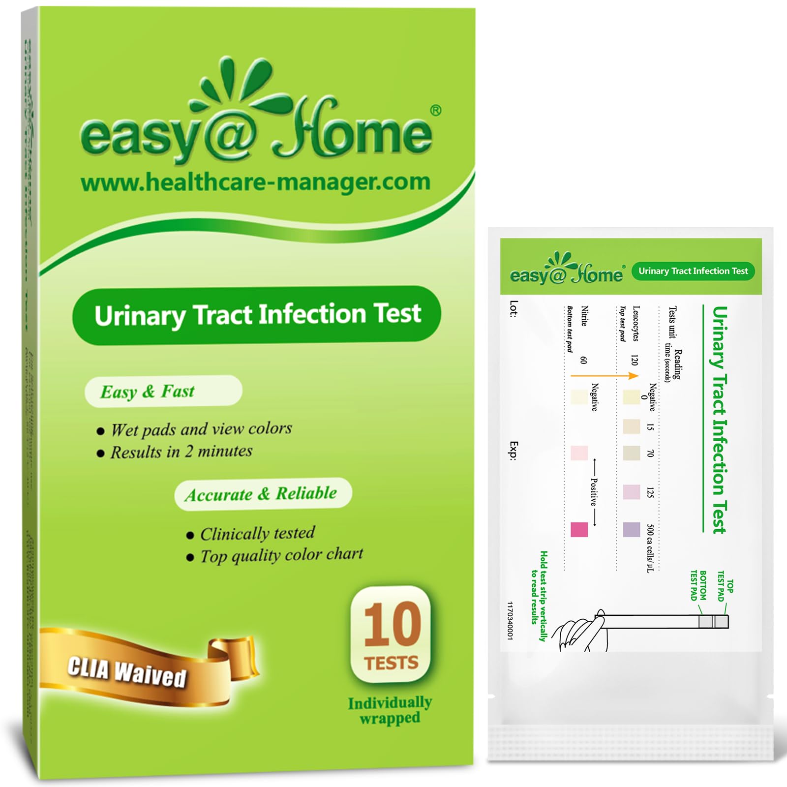 Easy@Home UTI-10P tiras de prueba en empaque individual para mayor frescura