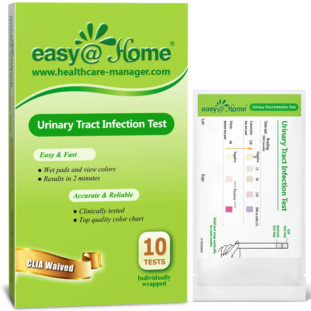 Easy@Home UTI-10P tiras de prueba en empaque individual para mayor frescura