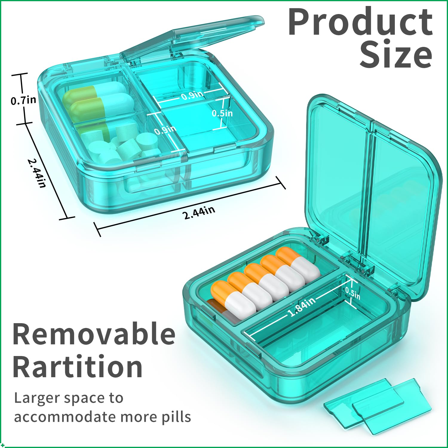 Easyhope tapas de apertura doble con cierre hermético para mantener medicinas secas