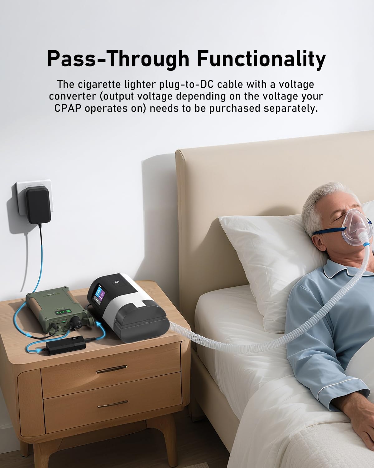 Cables incluidos para CPAP compatibles con ResMed y DreamStation.