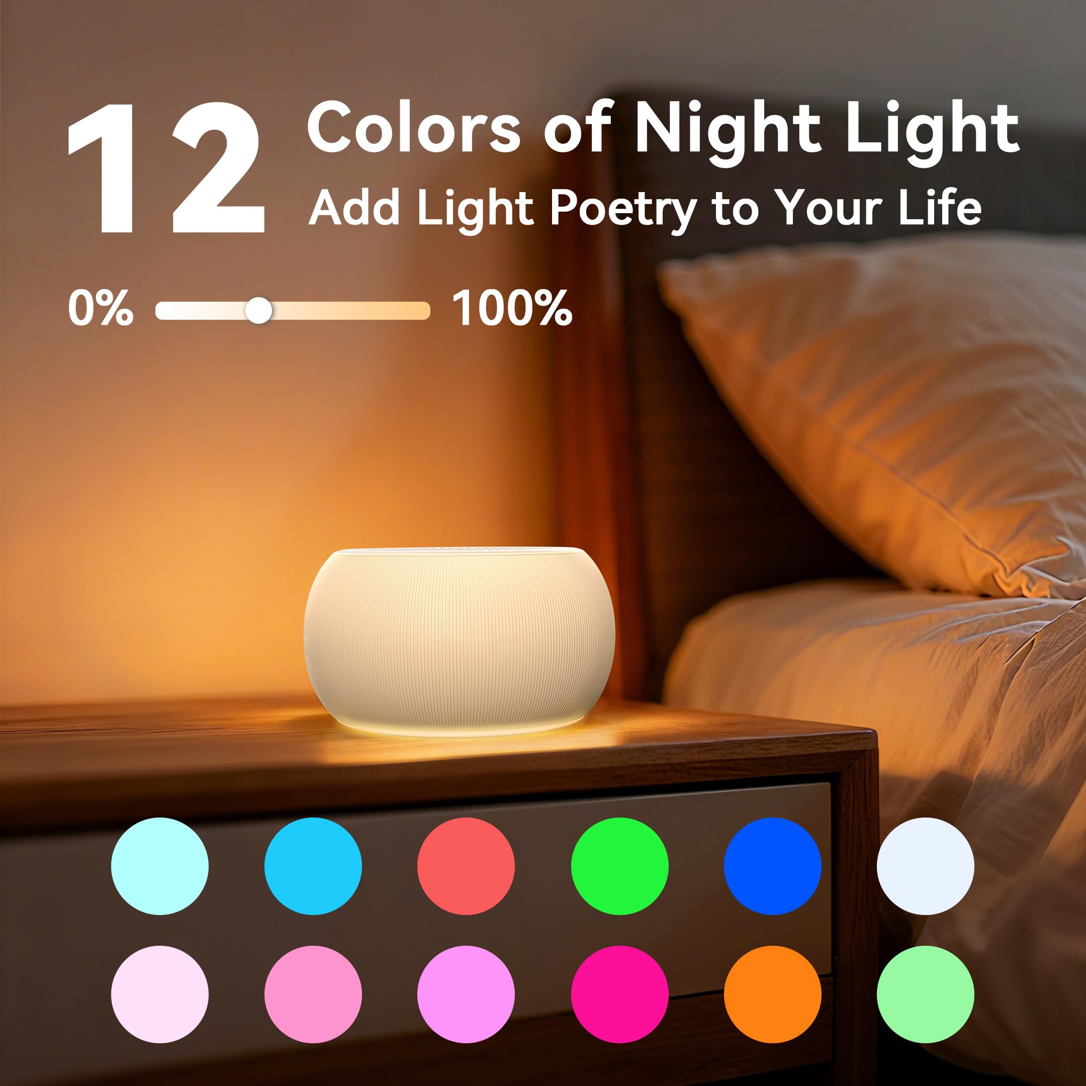 Easysleep: luz nocturna de 12 colores para crear un ambiente suave.