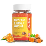 Envase de gominolas EAZGOO curcuma naranja para consumo diario.