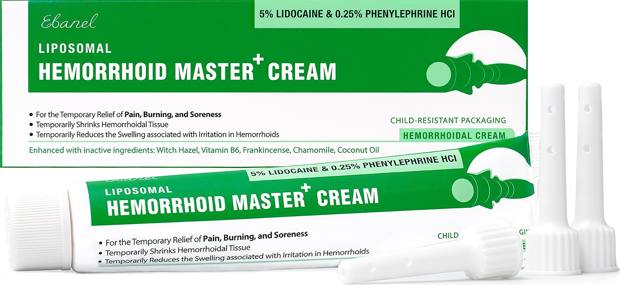 Ebanel crema hemorroides 5% lidocaína en envase para alivio localizado
