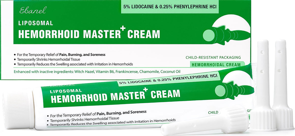 Ebanel crema hemorroides 5% lidocaína en envase para alivio localizado