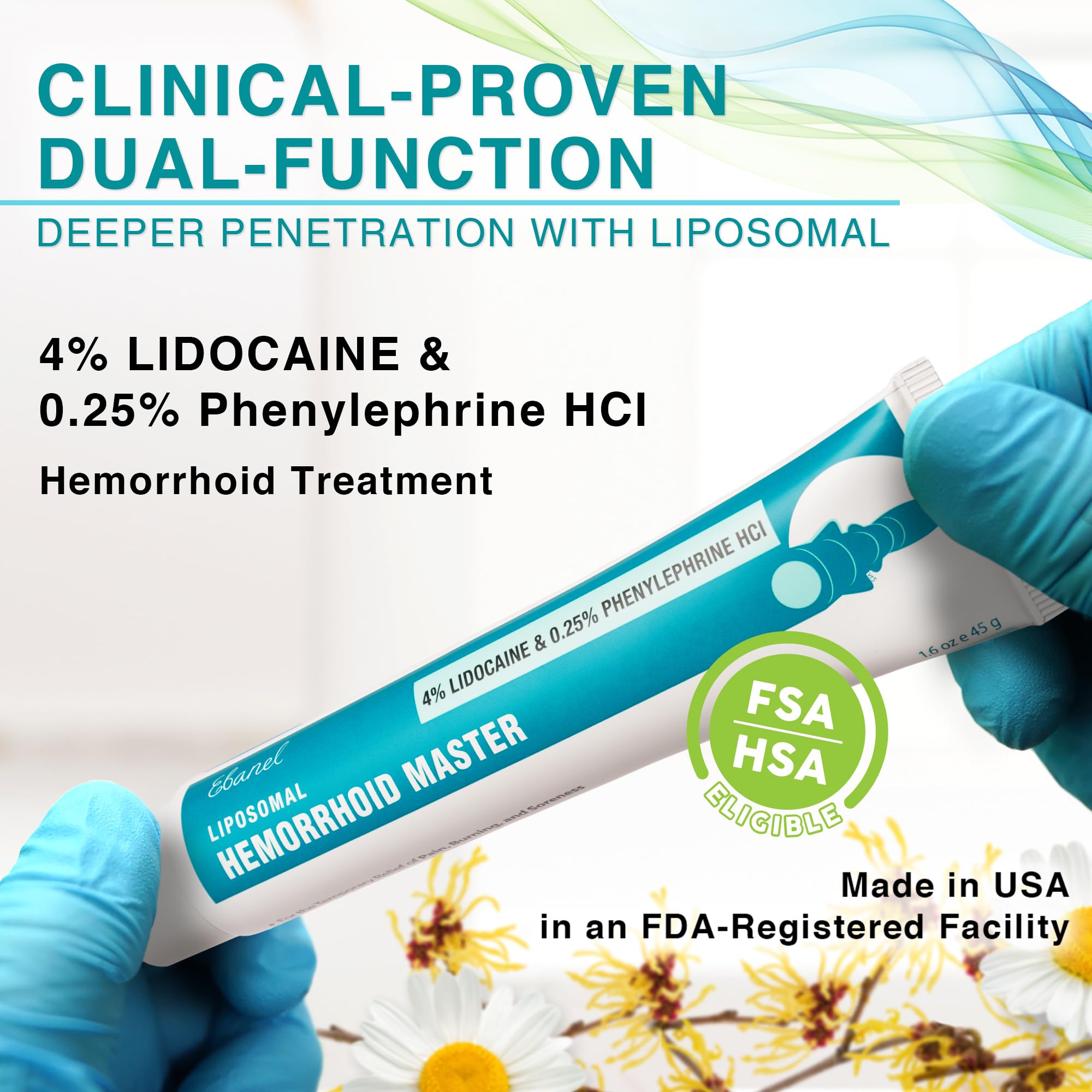 Crema Ebanel para hemorroides externa en envase práctico y fácil de aplicar