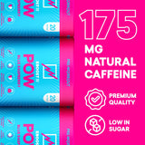 EBOOST POW mezcla en vaso con burbujas y sabor refrescante.