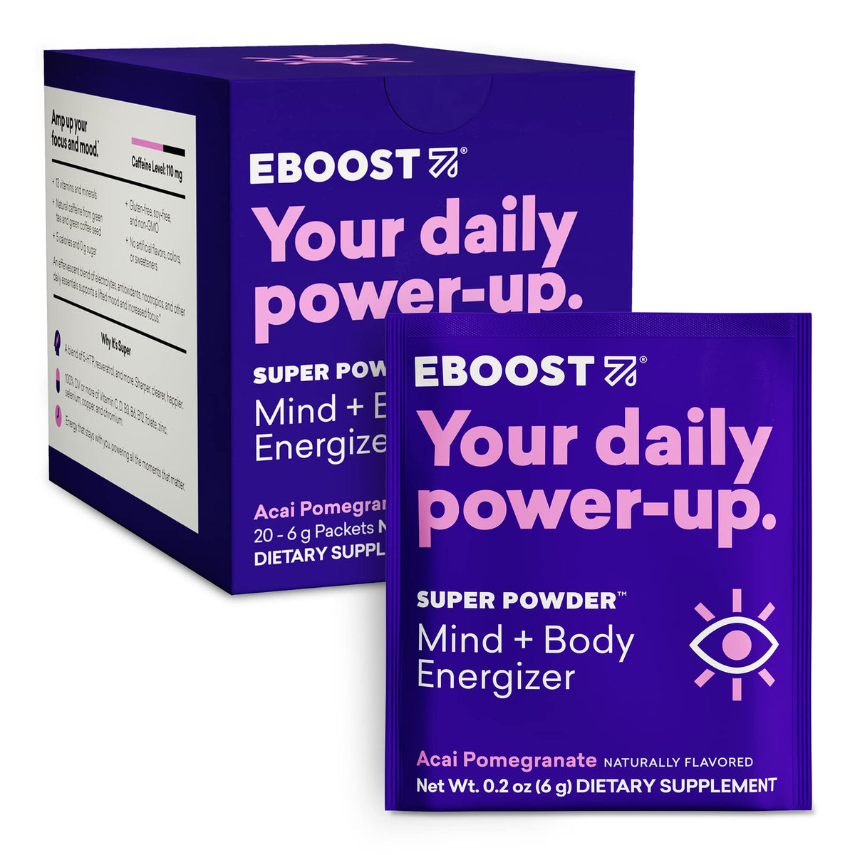 EBOOST Super Powder en caja: energía diaria y hidratación en un solo envase