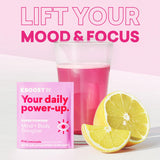 EBOOST Sabor limonada rosada, ideal para recargas en movimiento.