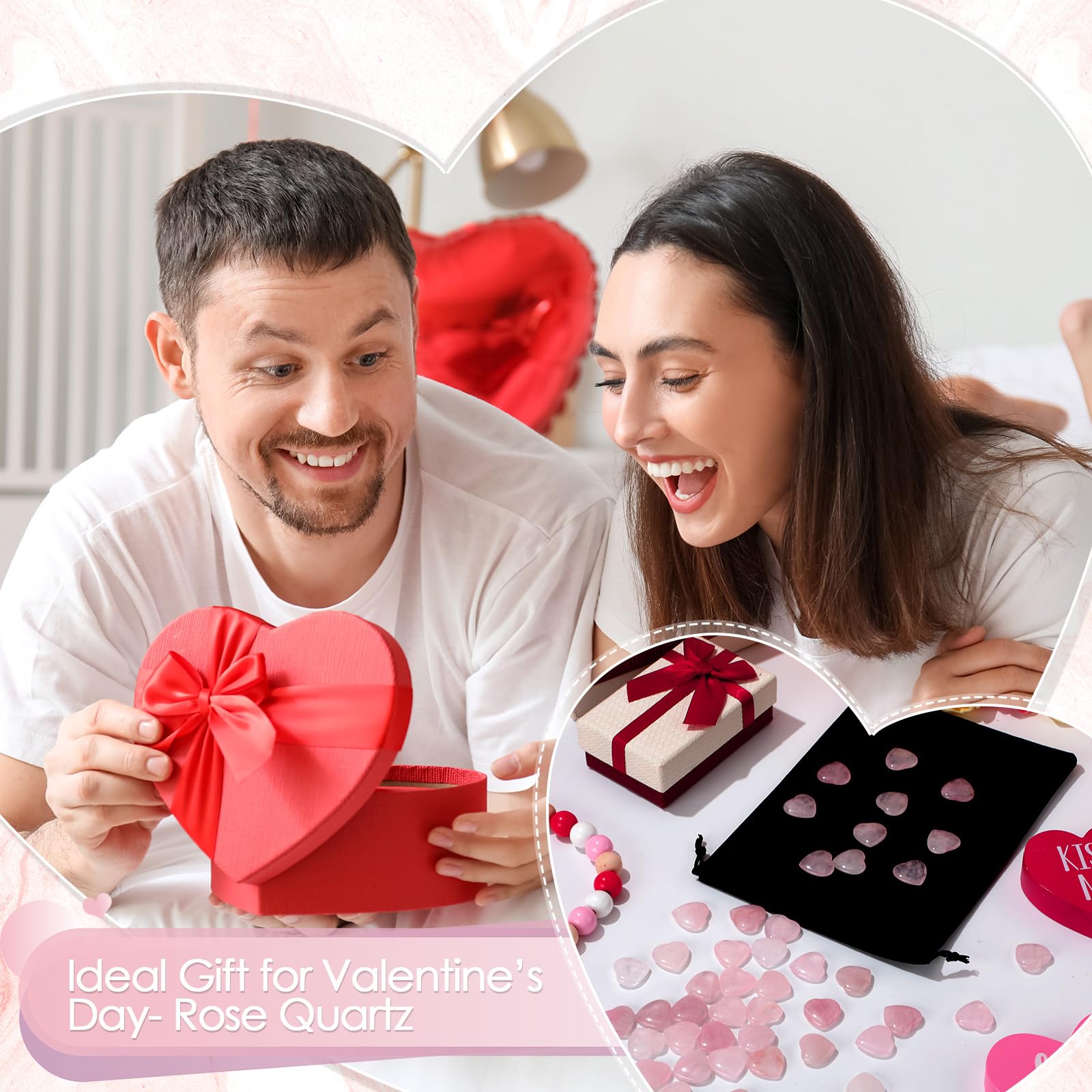 Ecation piedras para joyas corazón rosa, crea pulseras o collares con estilo.